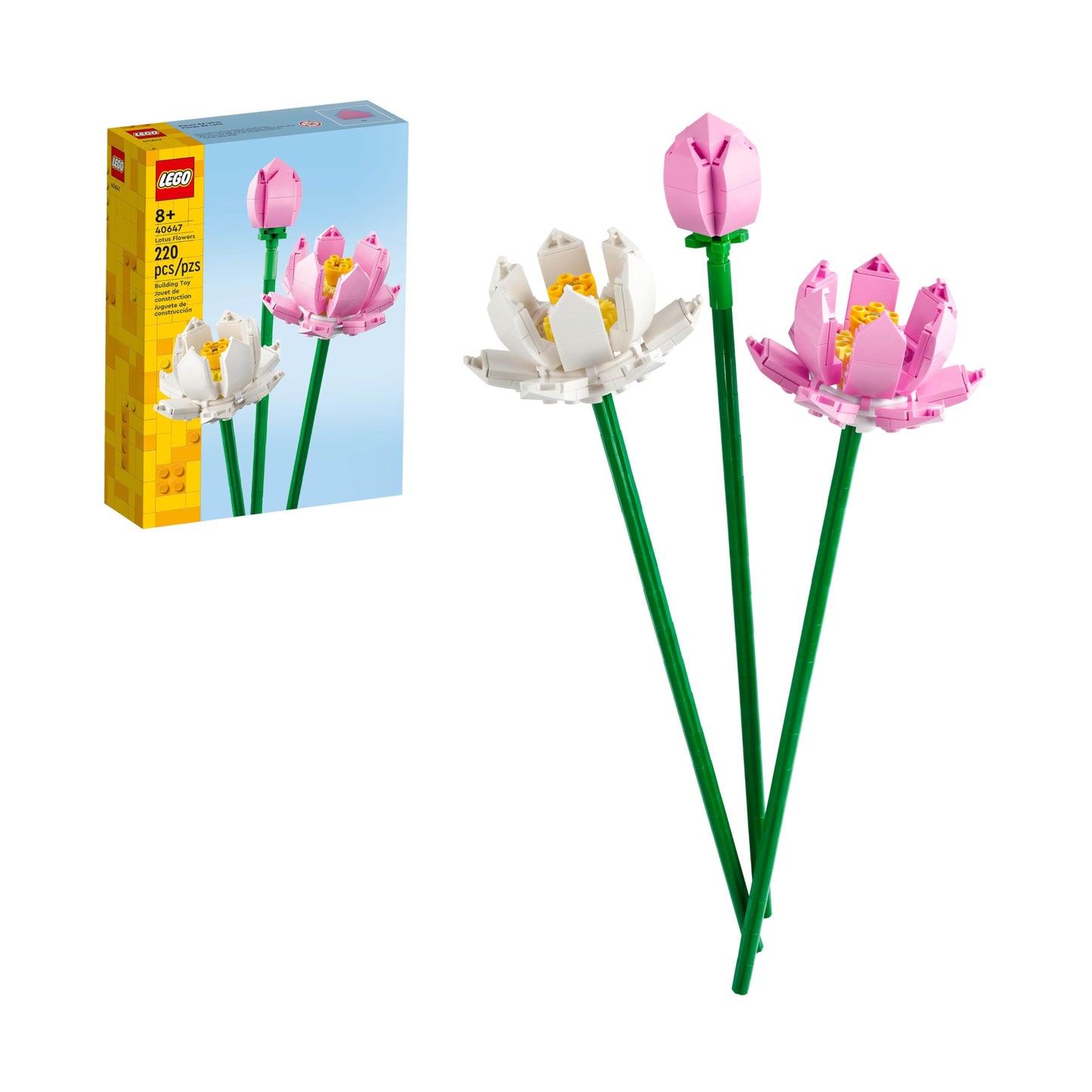 LEGO Lotus Flower 40647 – Buildable Pink & White Bouquet for Decor & Gifting (Ages 8+)