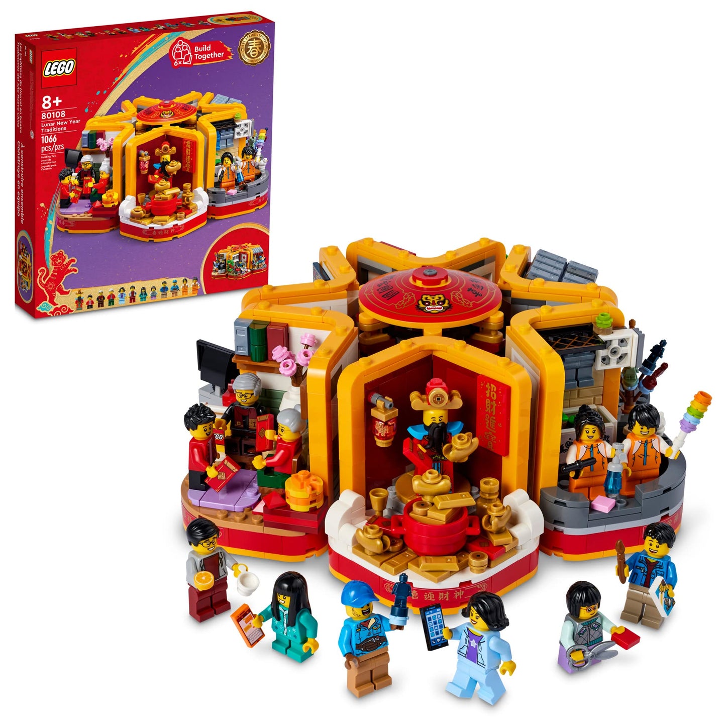 LEGO Lunar New Year Traditions 80108 Building Kit – 1,066 Pieces – 6 Scenes & 12 Minifigures