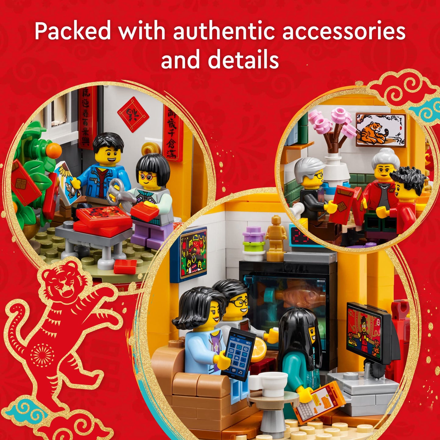 LEGO Lunar New Year Traditions 80108 Building Kit – 1,066 Pieces, 12 Minifigures