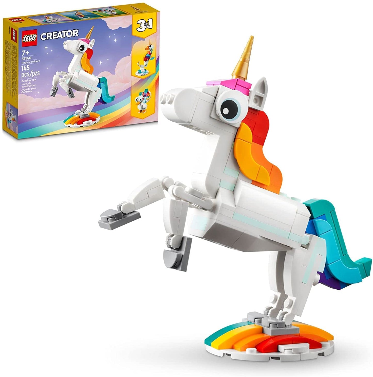 LEGO Creator 3in1 Magical Unicorn Toy (31140) – Transform into Seahorse or Peacock
