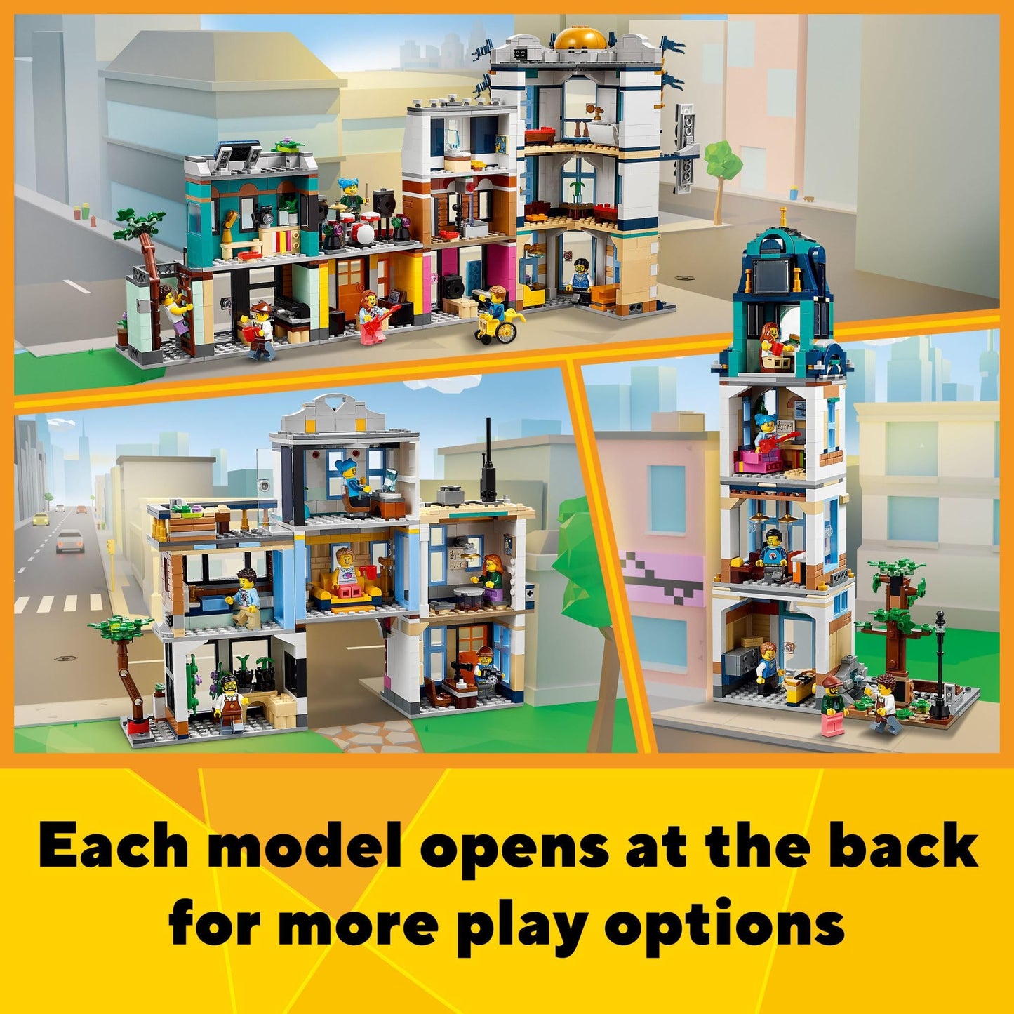 LEGO Creator Main Street 31141 – 3-in-1 City Building Set with 6 Minifigures