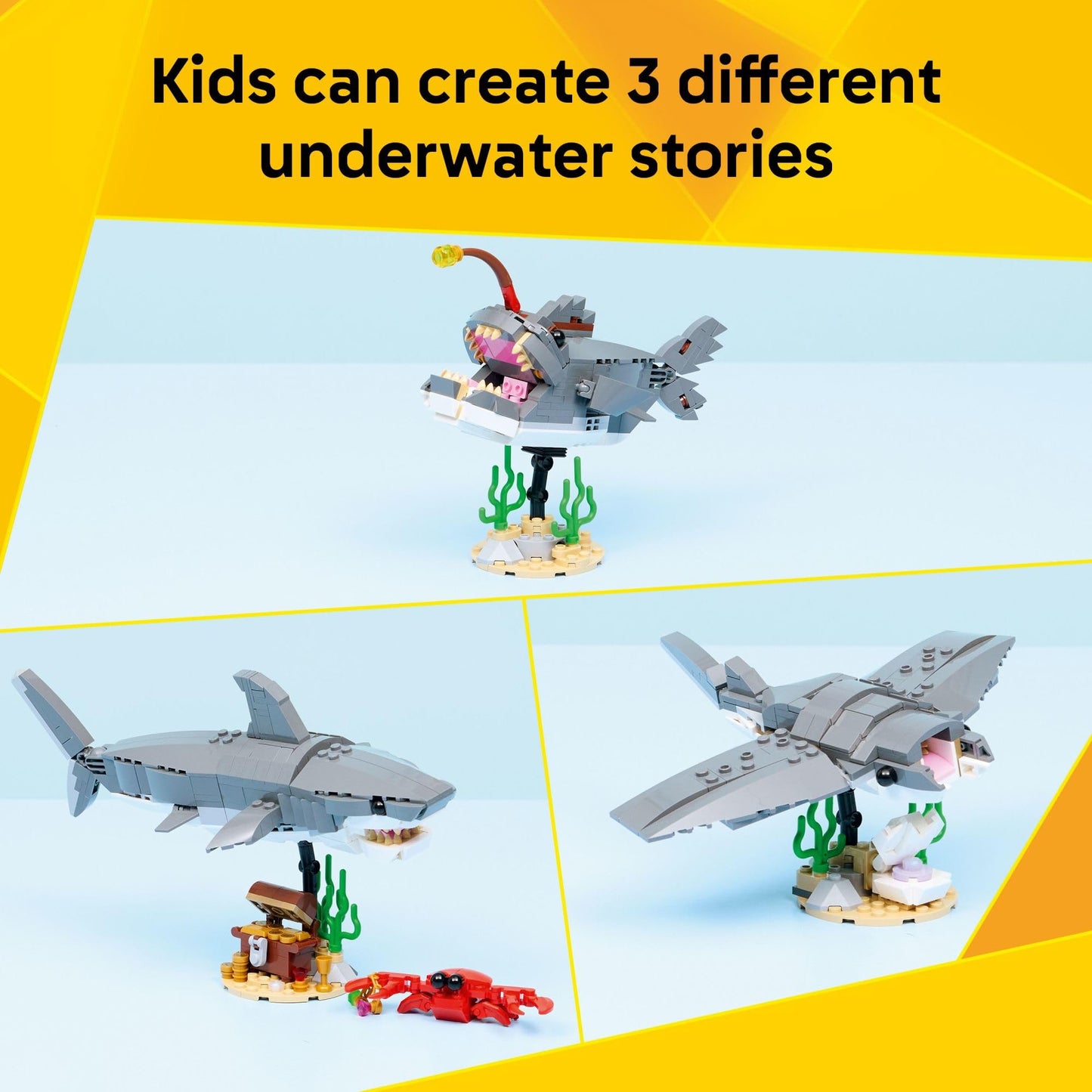 LEGO Creator 3-in-1 Fierce Shark with Treasure Chest (31381) – Build 3 Sea Creatures | Ages 8+