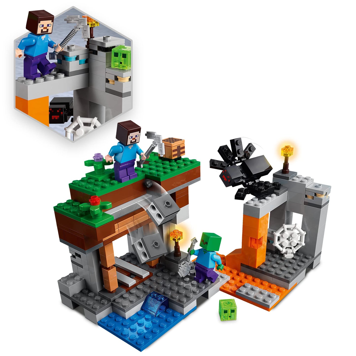 LEGO Minecraft The Abandoned Mine 21166 – Steve, Zombie & Spider Playset