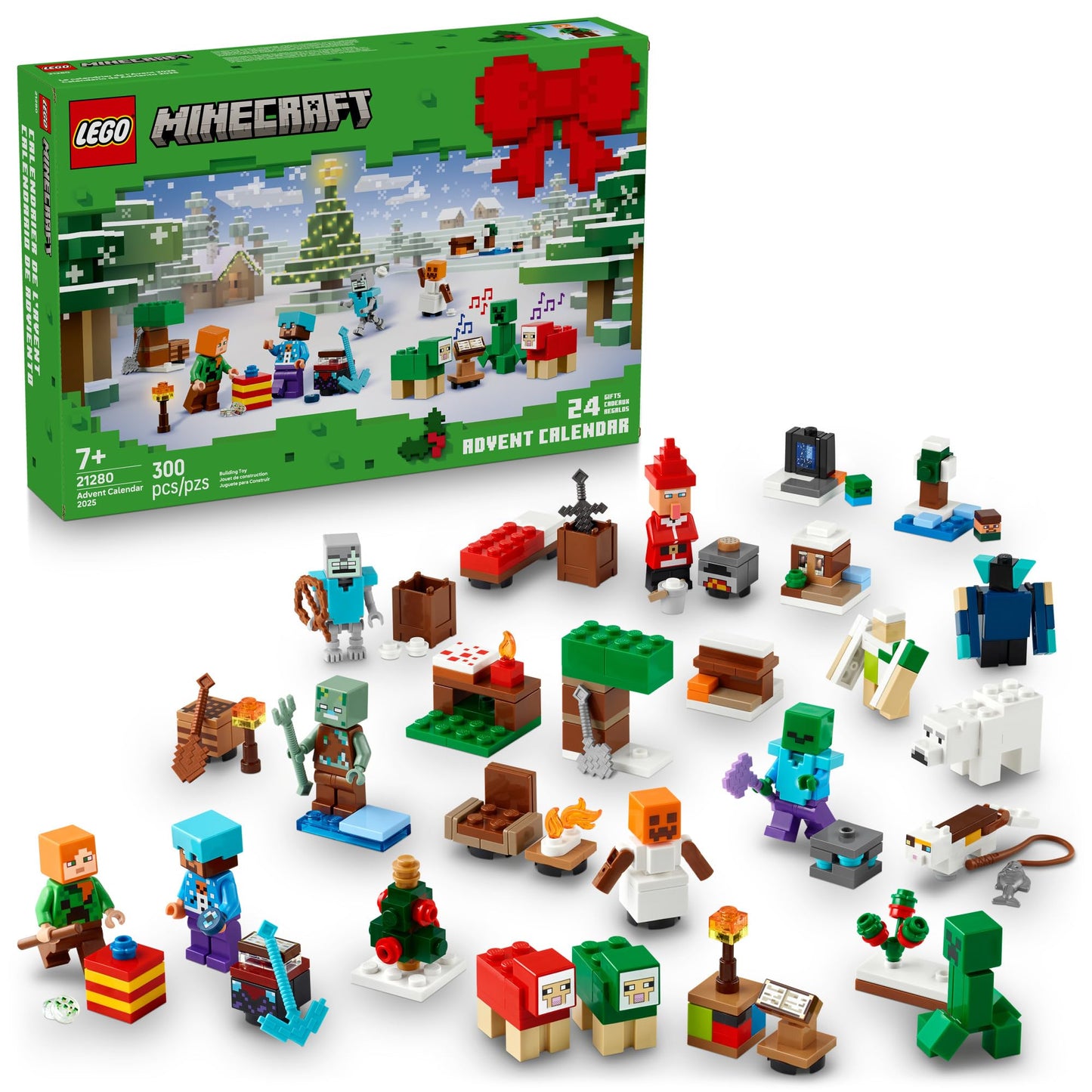 LEGO Minecraft Advent Calendar 2025 (21280) – 24 Surprises, 8 Minifigures | Gift for Kids 7+