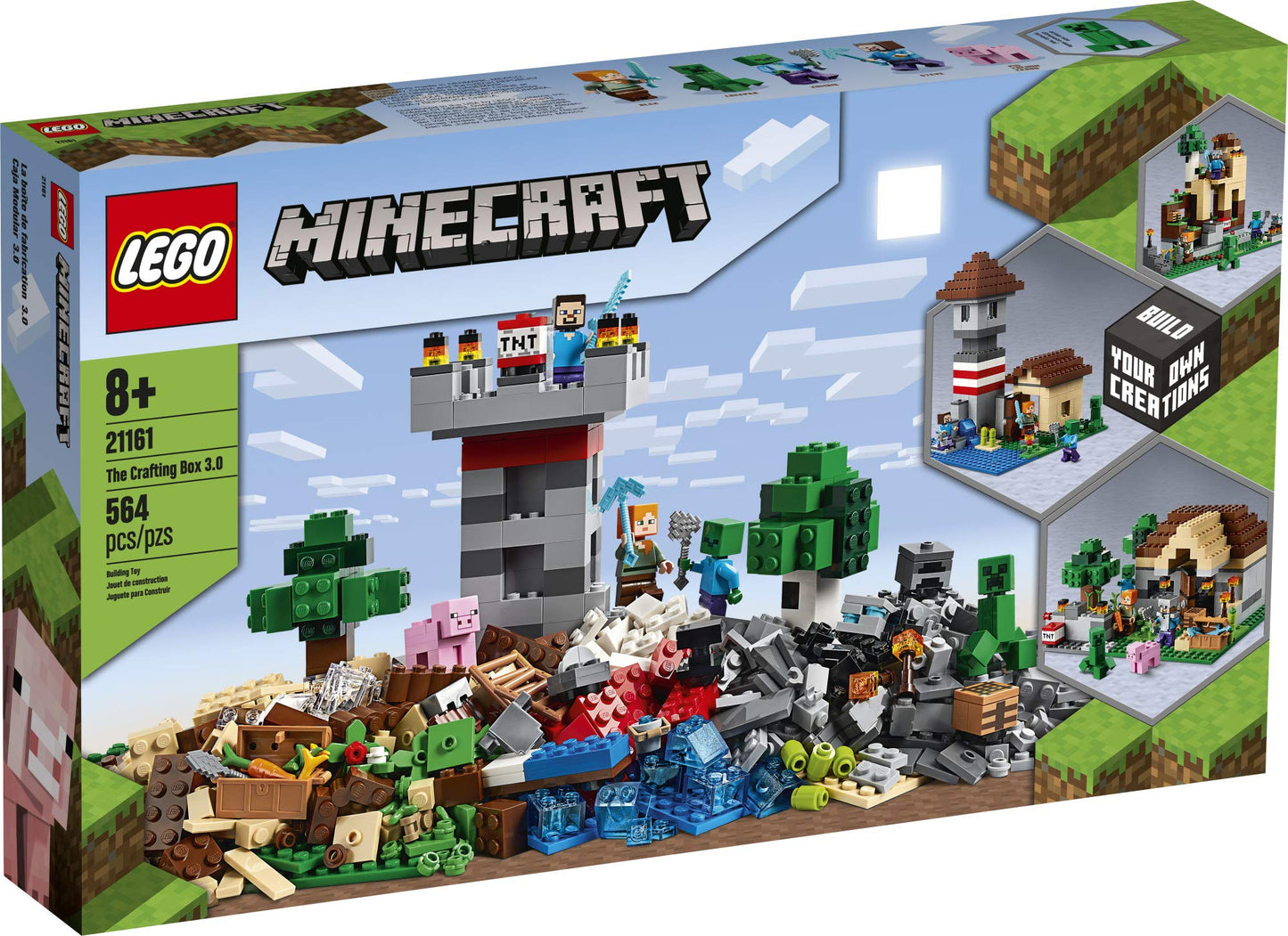 LEGO Minecraft The Crafting Box 3.0 21161 – Castle & Farm Building Set (564 Pieces)