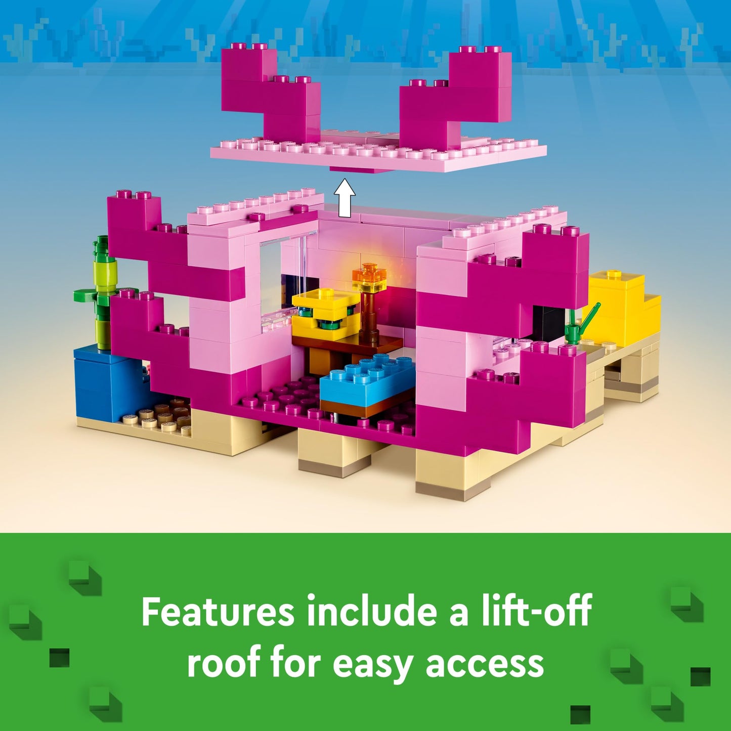 LEGO Minecraft The Axolotl House 21247 – Underwater Base Building Toy for Kids 7+