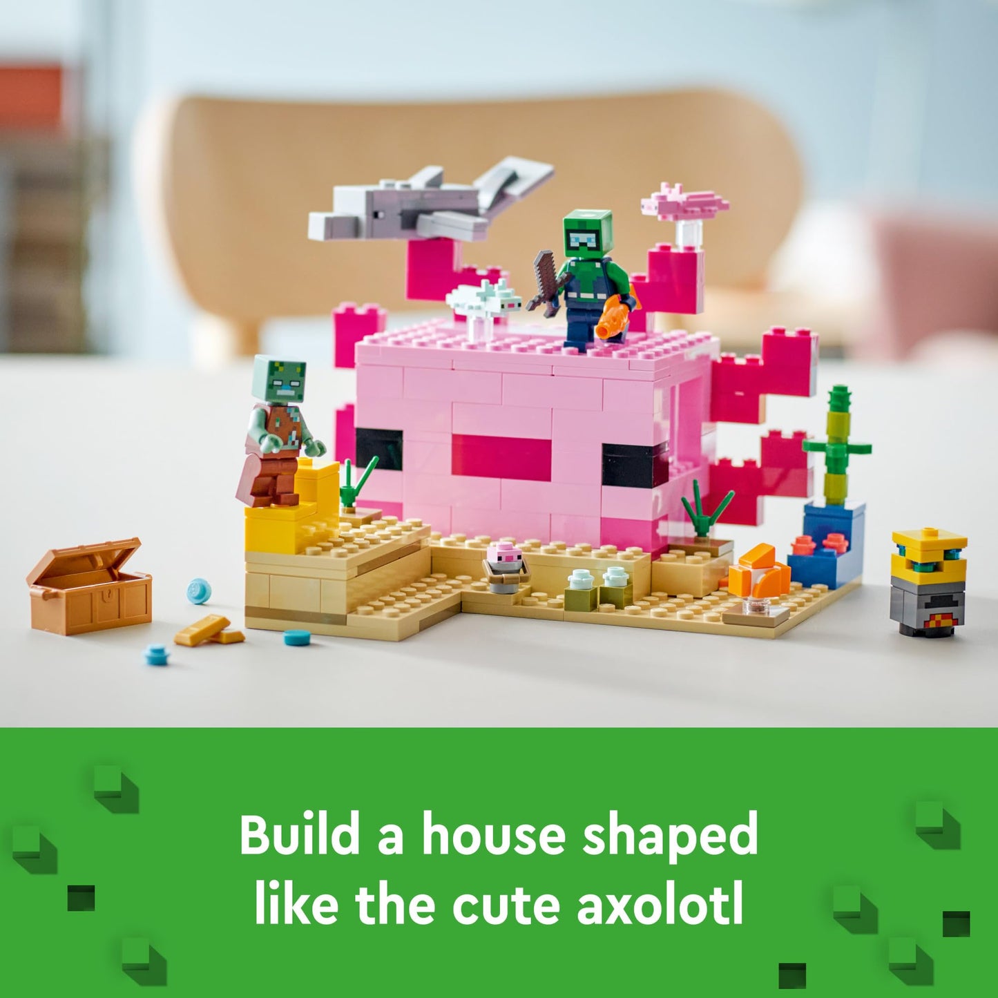 LEGO Minecraft The Axolotl House 21247 – Underwater Base Building Toy for Kids 7+