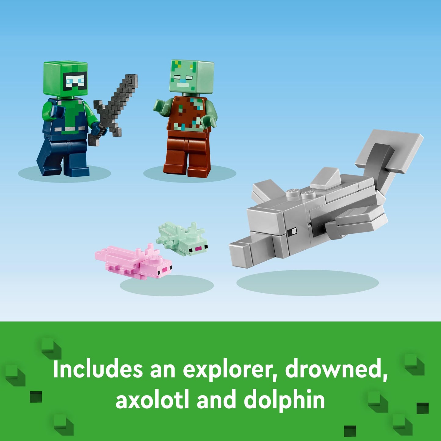 LEGO Minecraft The Axolotl House 21247 – Underwater Base Building Toy for Kids 7+