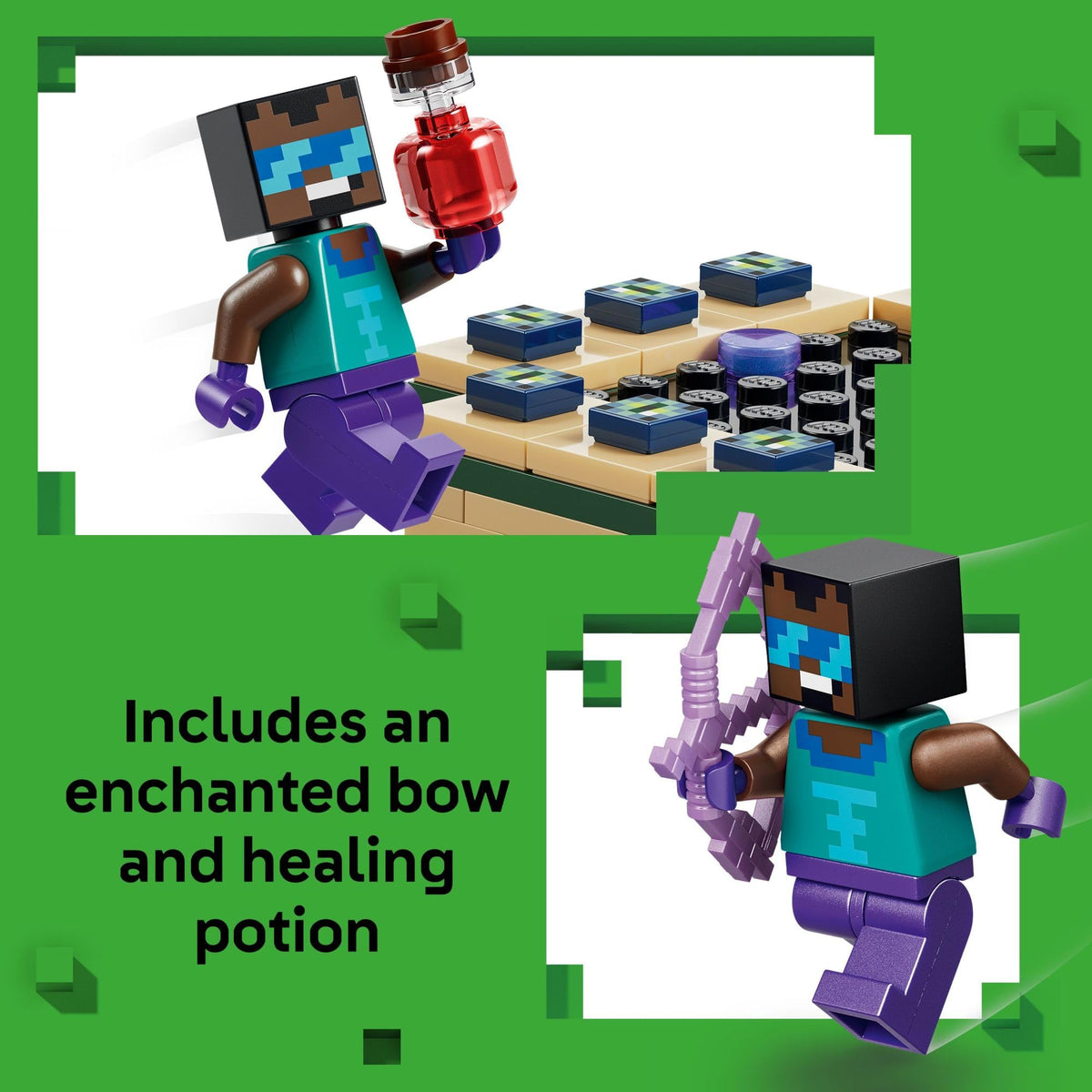 LEGO Minecraft Nether & End Portal Journey — 192-Piece Build with Hero Minifigure (Ages 7+) 21584