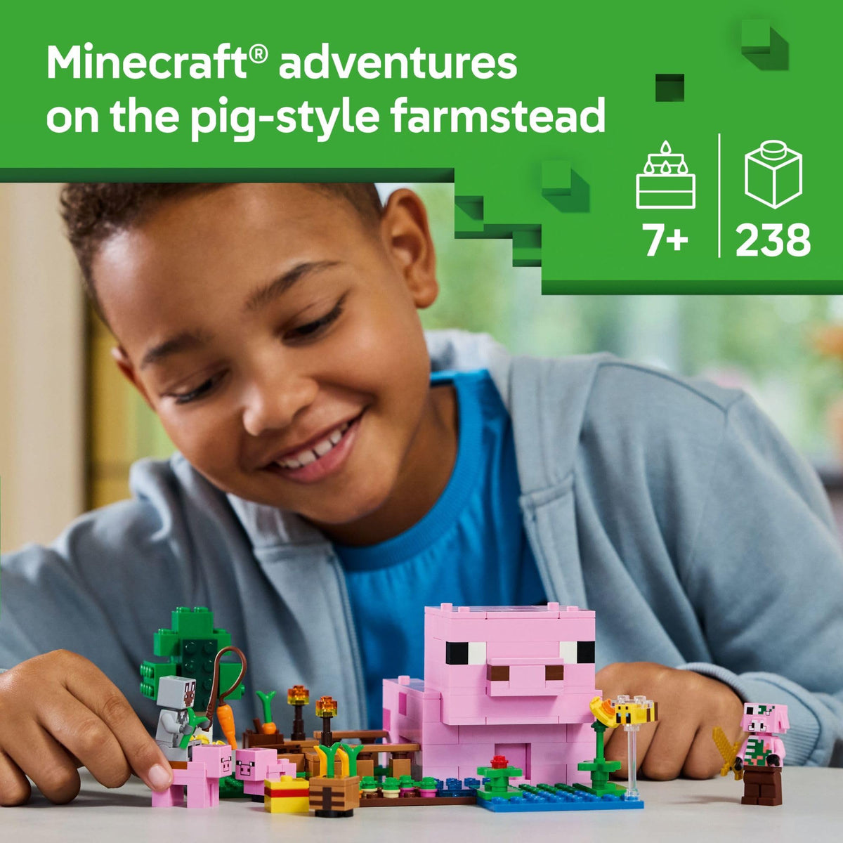LEGO Minecraft Baby Pig House 21268 – 238-Piece Set with 5 Figures (Ages 7+)