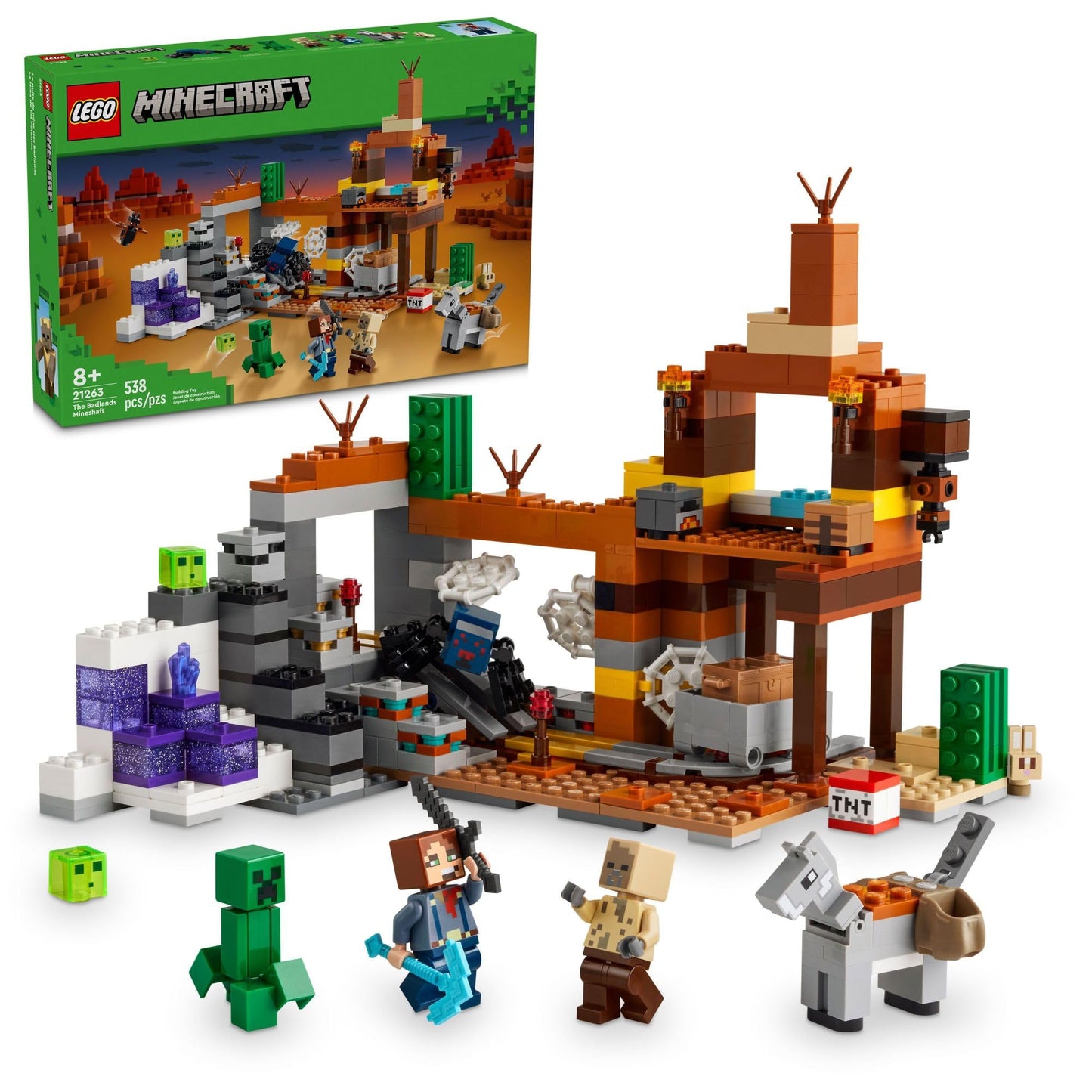 LEGO Minecraft The Badlands Mineshaft 21263 — Mining Exploration Set with Minifigures | 538 Pieces | Ages 8+