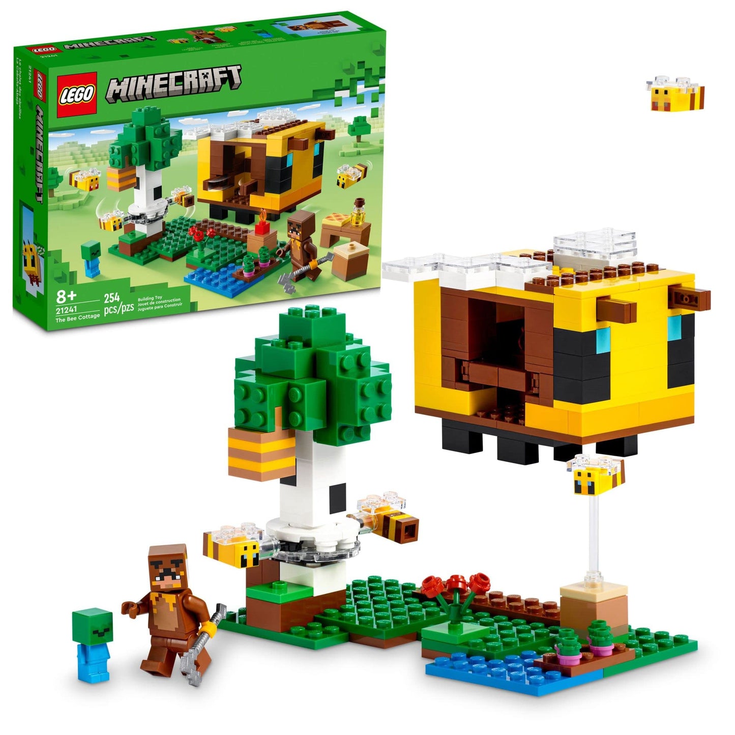 LEGO Minecraft The Bee Cottage 21241 – Buildable Bee House with Farm, Bees & Baby Zombie (Ages 8+)