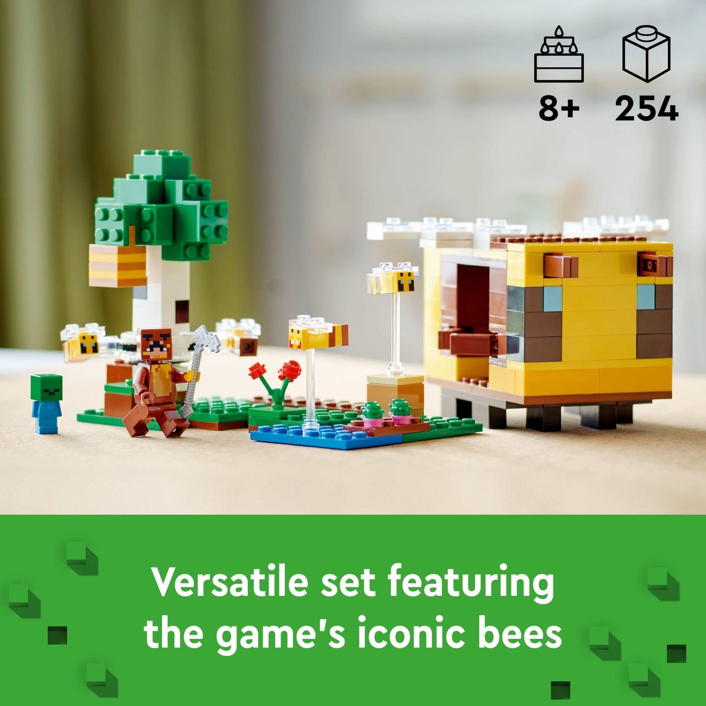LEGO Minecraft The Bee Cottage 21241 – Buildable Bee House with Farm, Bees & Baby Zombie (Ages 8+)