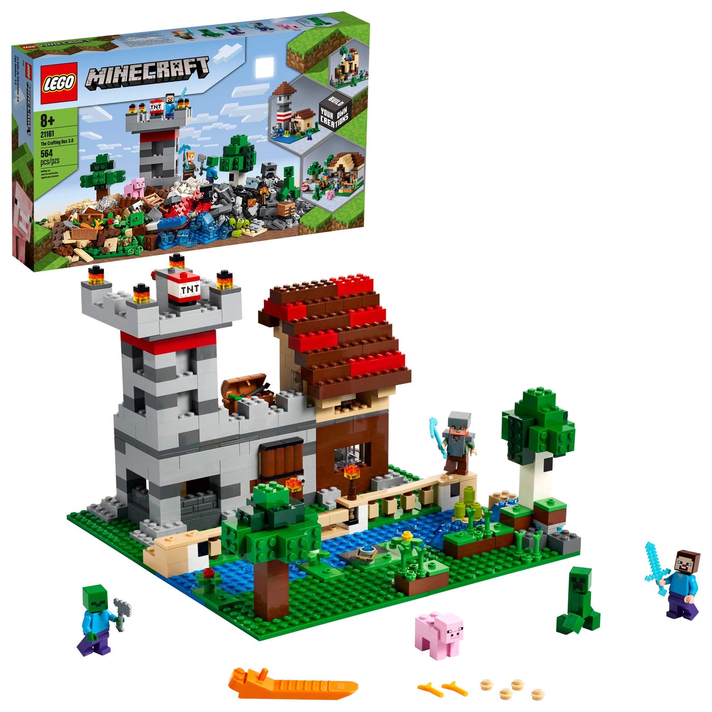 LEGO Minecraft The Crafting Box 3.0 21161 – Castle & Farm Building Set (564 Pieces)