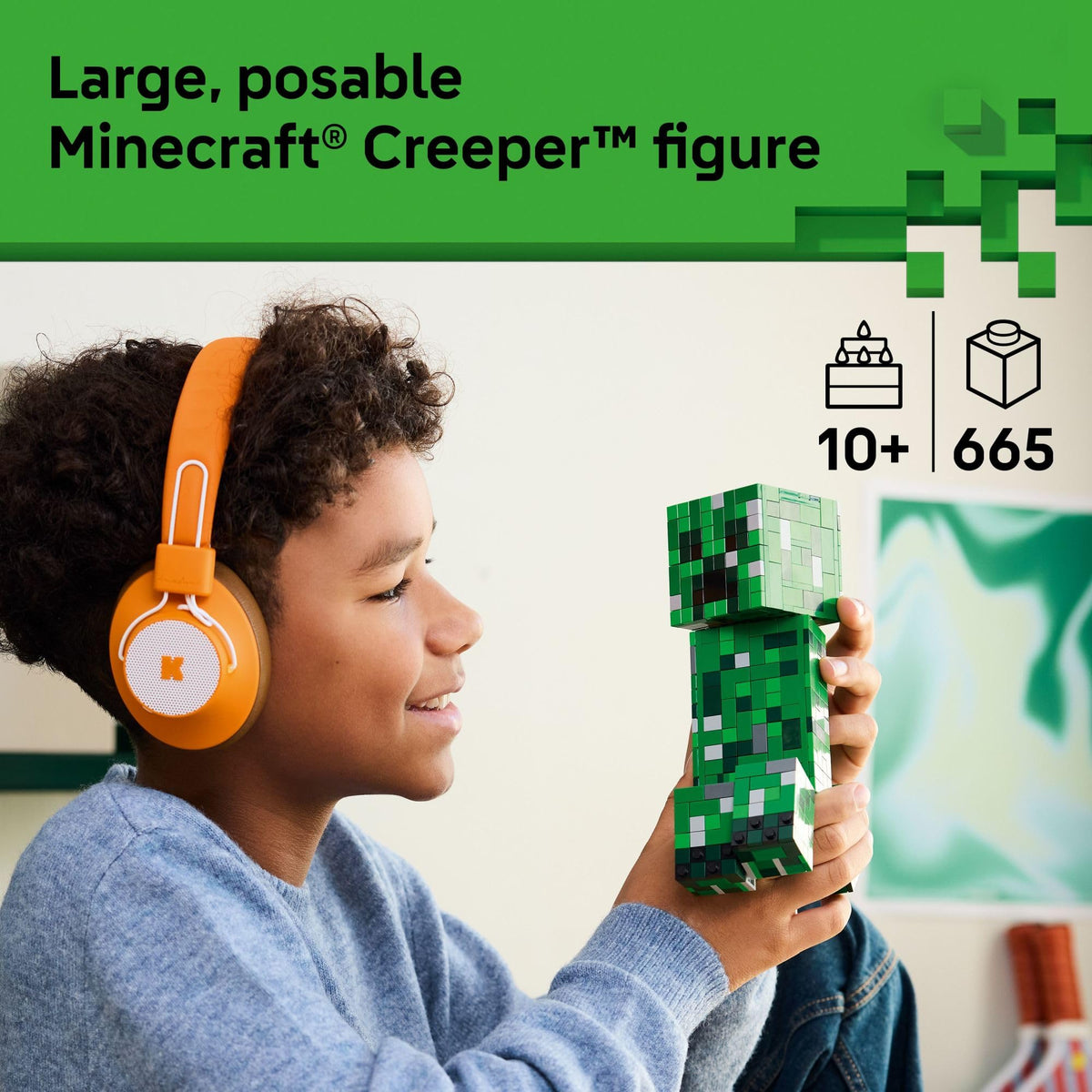 LEGO Minecraft The Creeper 21276 - Buildable Creeper Figure with Hidden Minifigure & TNT (665 Pieces)