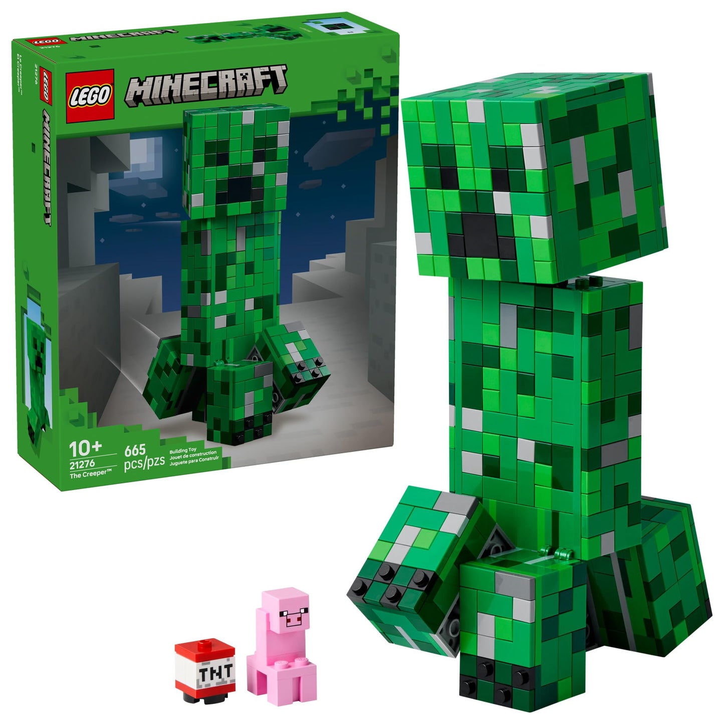 LEGO Minecraft The Creeper 21276 - Buildable Creeper Figure with Hidden Minifigure & TNT (665 Pieces)