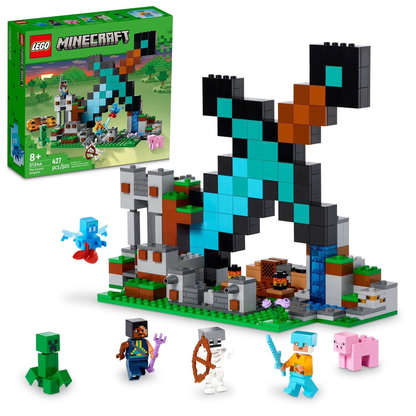 LEGO Minecraft The Sword Outpost 21244 – Giant Diamond Sword Base with Mobs & Jukebox