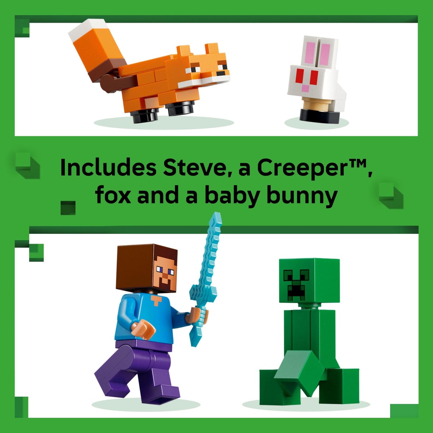 LEGO Minecraft Steve’s Taiga Adventure (21583) – 79-Piece Building Toy with Steve, Creeper & Animals