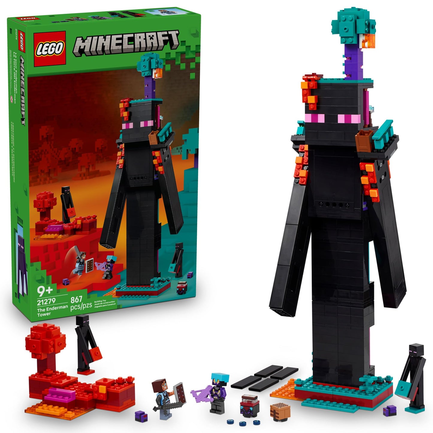 LEGO Minecraft The Enderman Tower (21279) – 867-Piece Modular Tower for PvP Battles