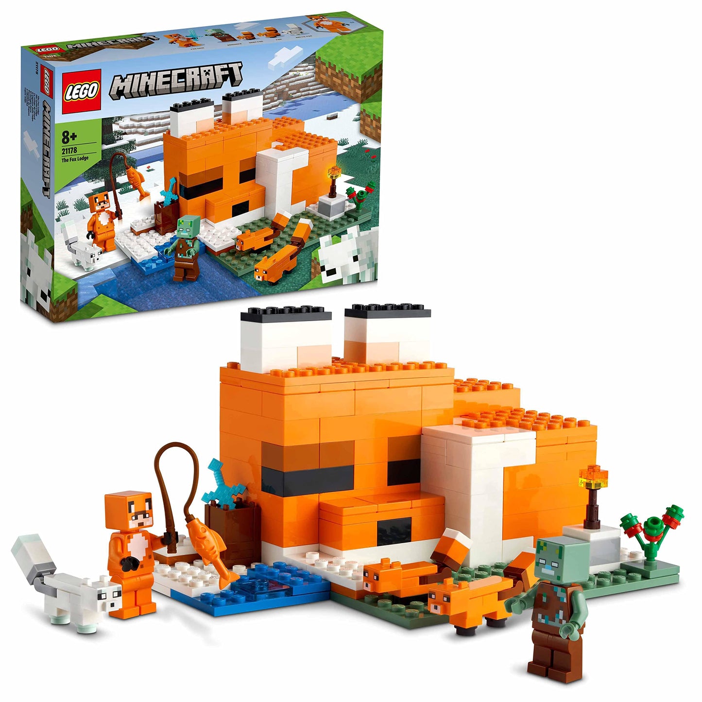 LEGO Minecraft The Fox Lodge House (21178) – 193-Piece Playset for Kids Aged 8+