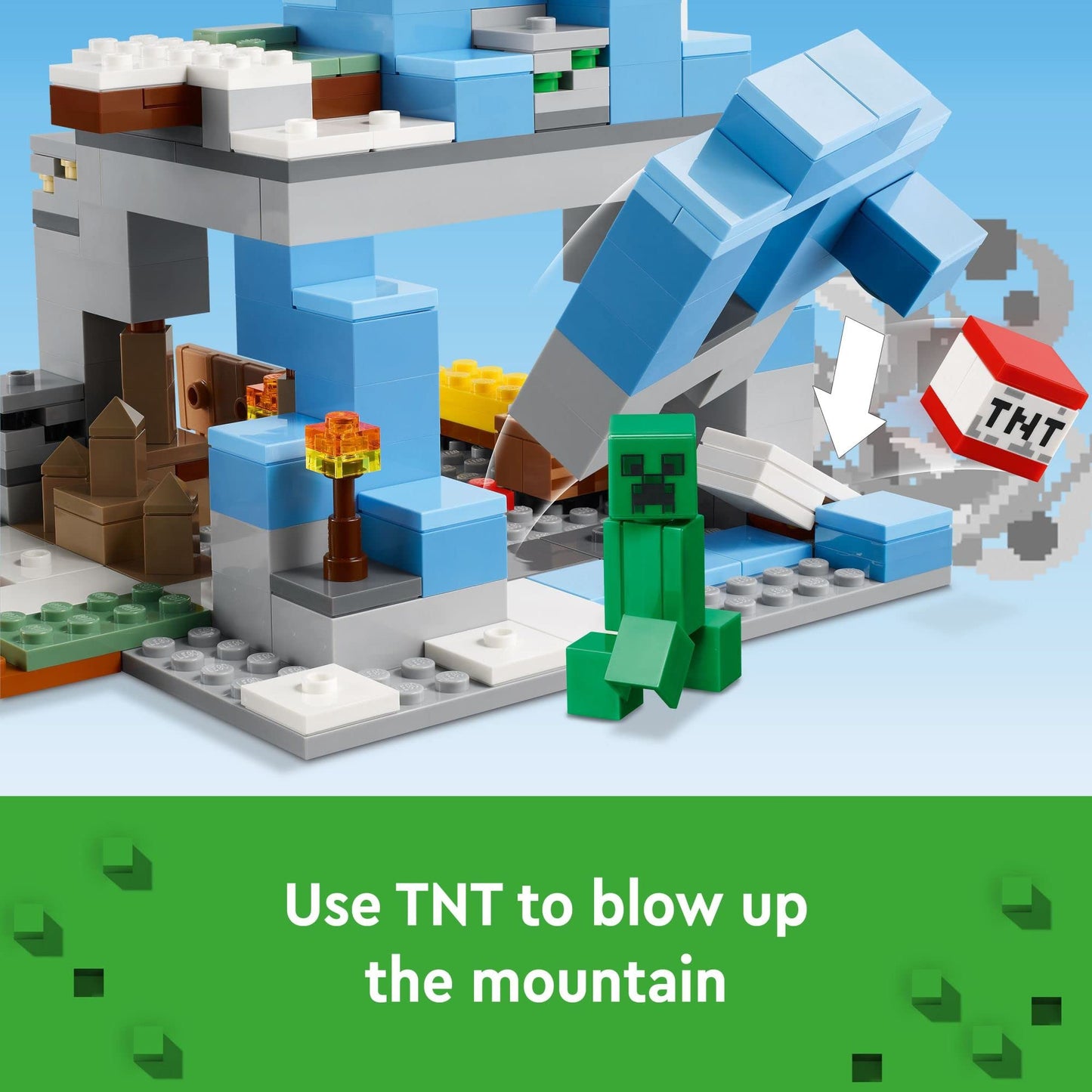 LEGO Minecraft The Frozen Peaks 21243: Cave Mountain Set with Steve, Creeper & Goat