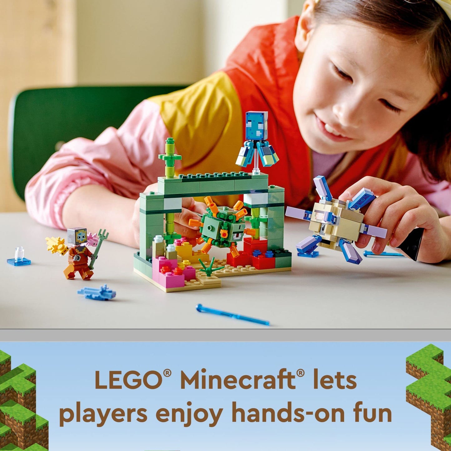 LEGO Minecraft The Guardian Battle 21180 – Underwater Ocean Set with Guardians & Axolotls