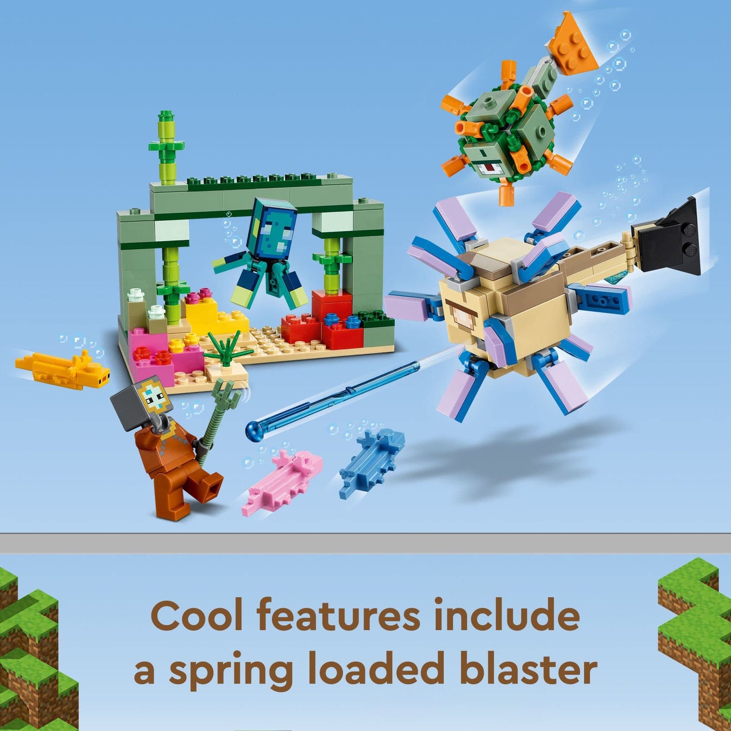 LEGO Minecraft The Guardian Battle 21180 – Underwater Ocean Set with Guardians & Axolotls
