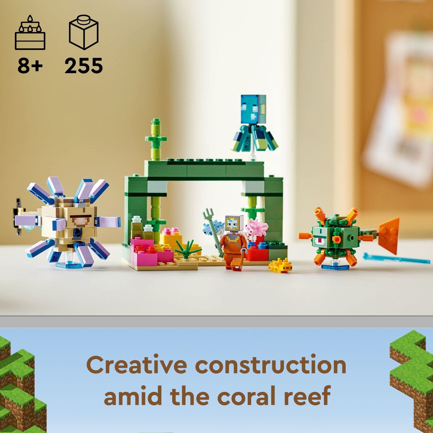 LEGO Minecraft The Guardian Battle 21180 – Underwater Ocean Set with Guardians & Axolotls