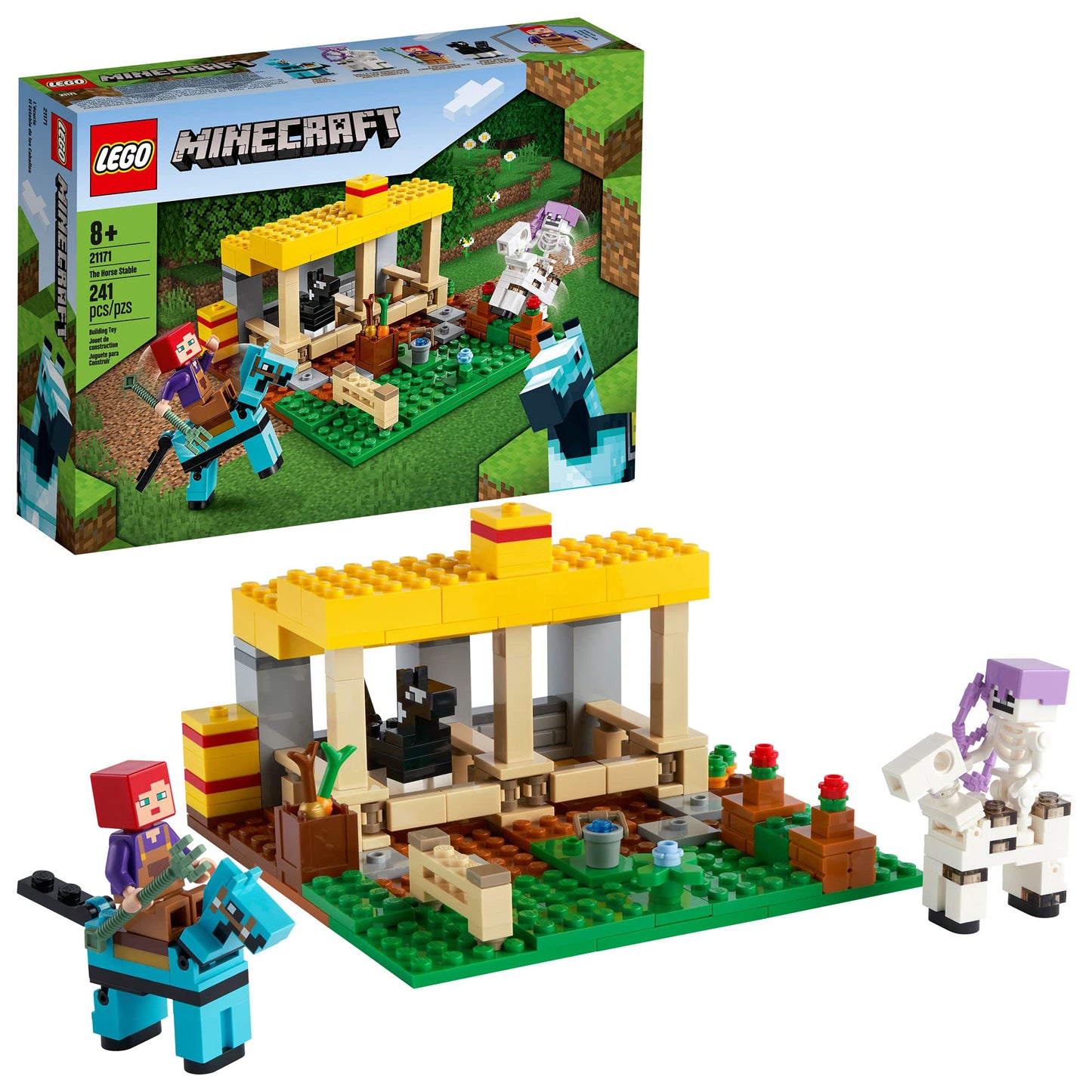 LEGO Minecraft The Horse Stable 21171 – Build, Feed, and Battle with Skeleton Horseman (New 2021, 241 Pieces)