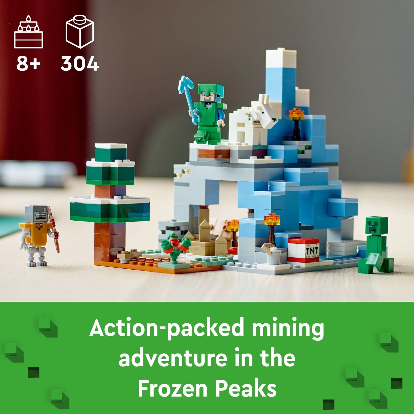 LEGO Minecraft The Frozen Peaks 21243: Cave Mountain Set with Steve, Creeper & Goat