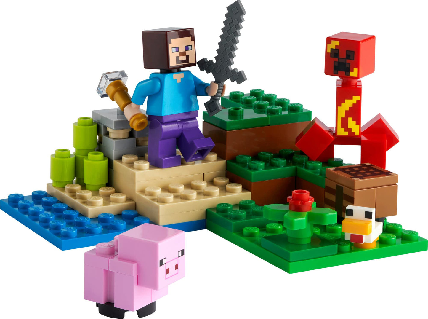 LEGO Minecraft The Creeper Ambush 21177 – Build, Battle & Explore with Steve, Pig & Chicken