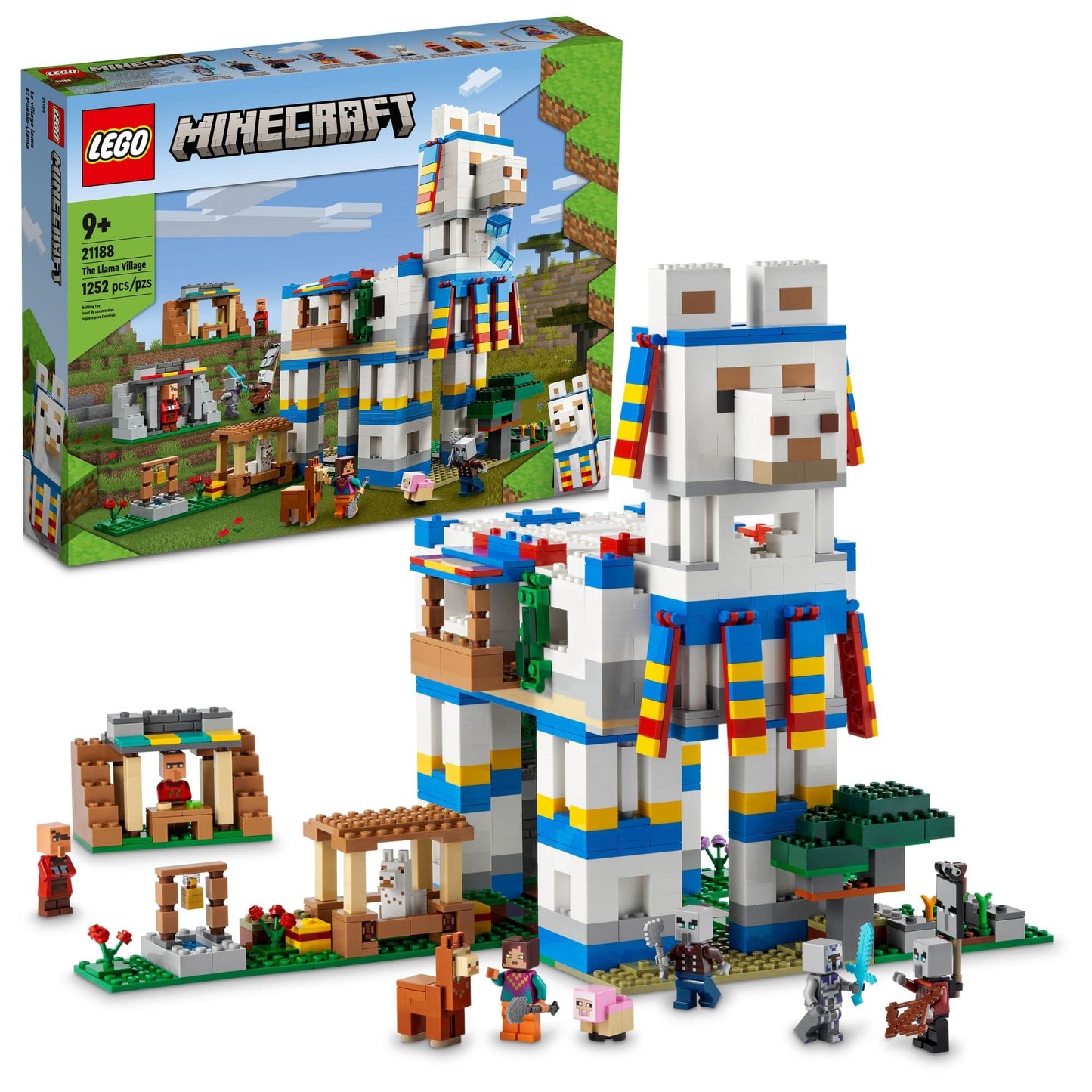 LEGO Minecraft The Llama Village Farm House 21188 | 1,252-Piece Set for Kids 9+