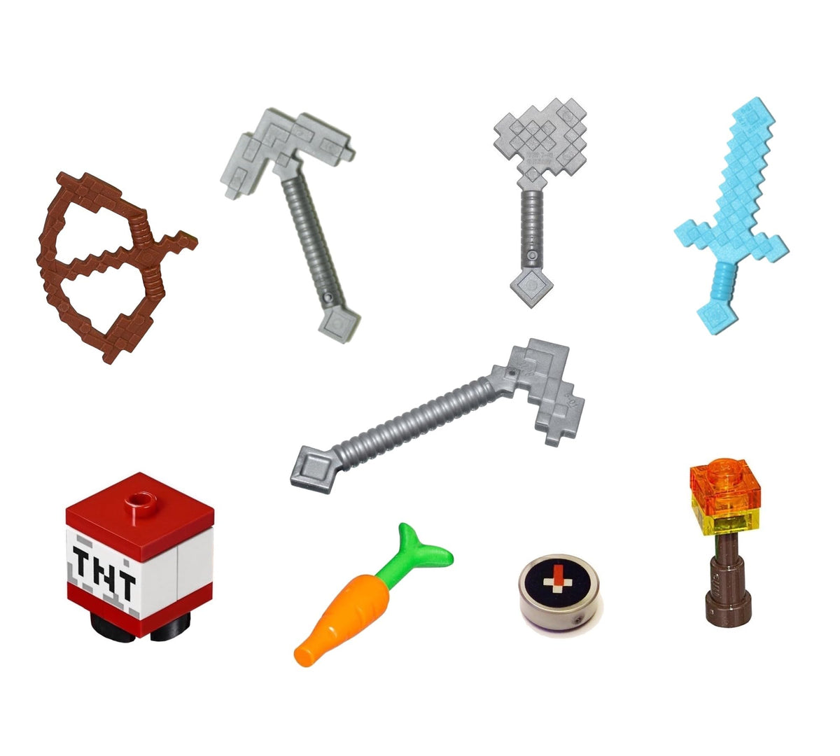 LEGO Minecraft Minifigure Accessory & Weapon Pack (Steve & Alex) – 16 Pieces