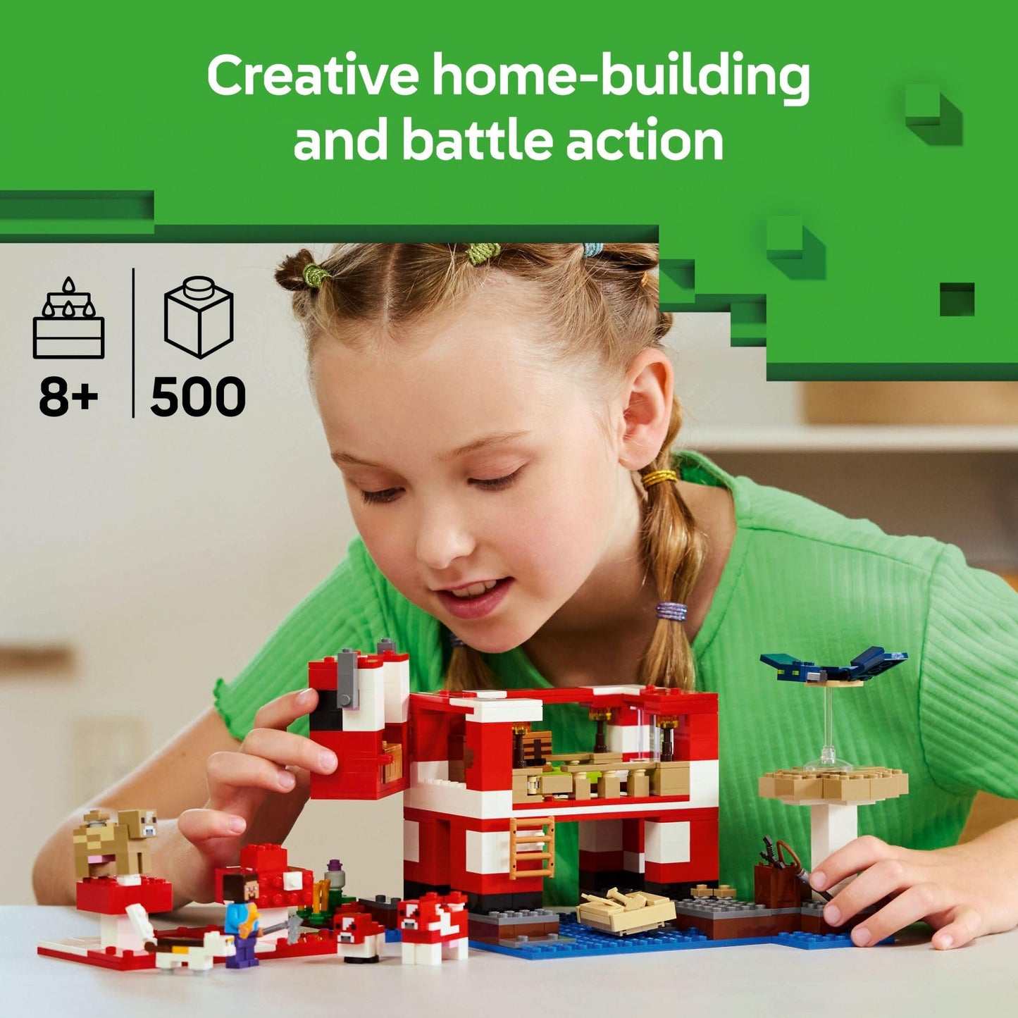 LEGO Minecraft The Mooshroom House 21270 – Buildable Playset with Steve & Figures