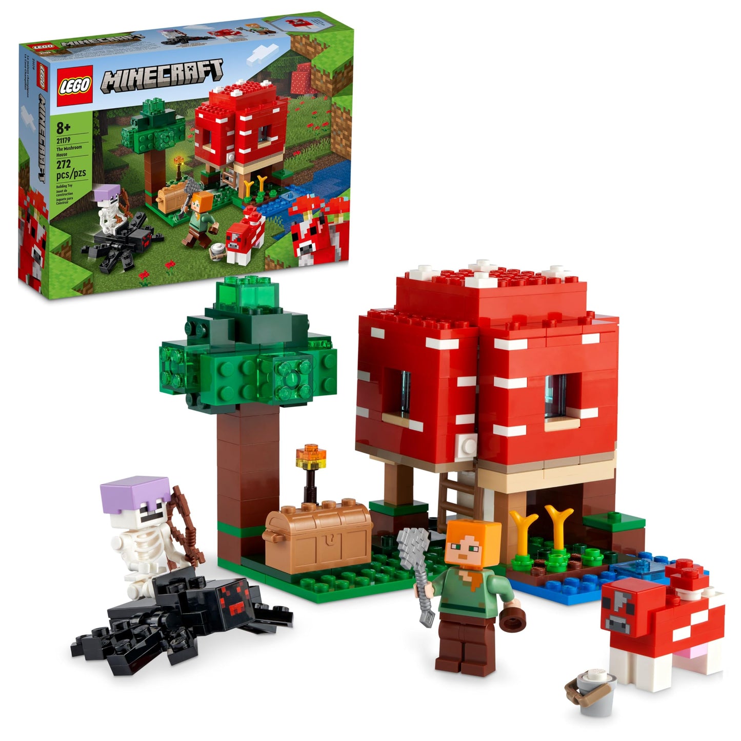 LEGO Minecraft The Mushroom House 21179 – Creative Building Toy for Kids 8+