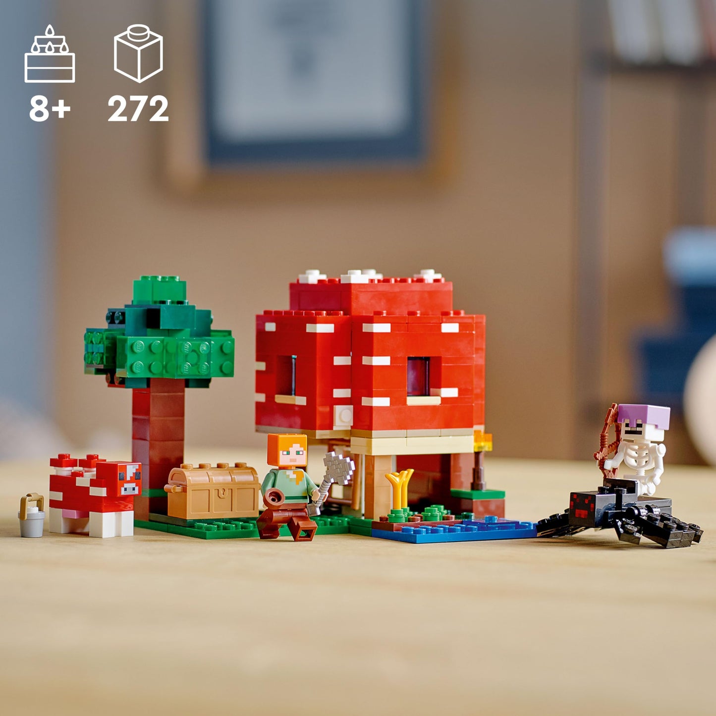 LEGO Minecraft The Mushroom House 21179 – Creative Building Toy for Kids 8+