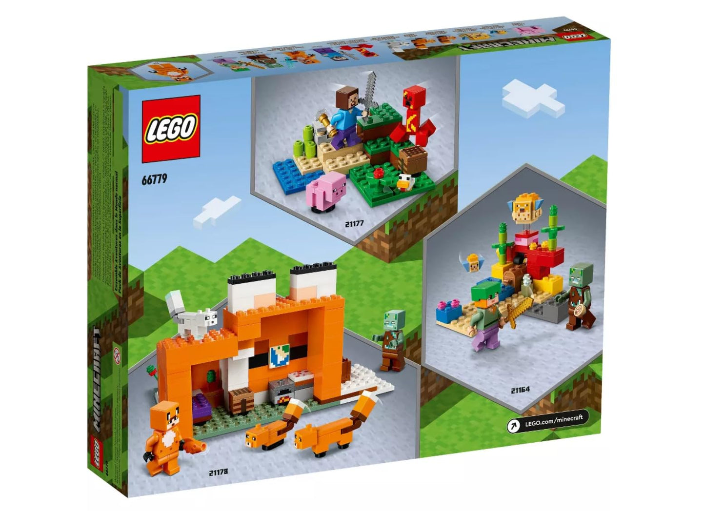 LEGO Minecraft Overworld Adventures 3-in-1 Pack 66779 | 3 Sets, Minifigures & Creative Play