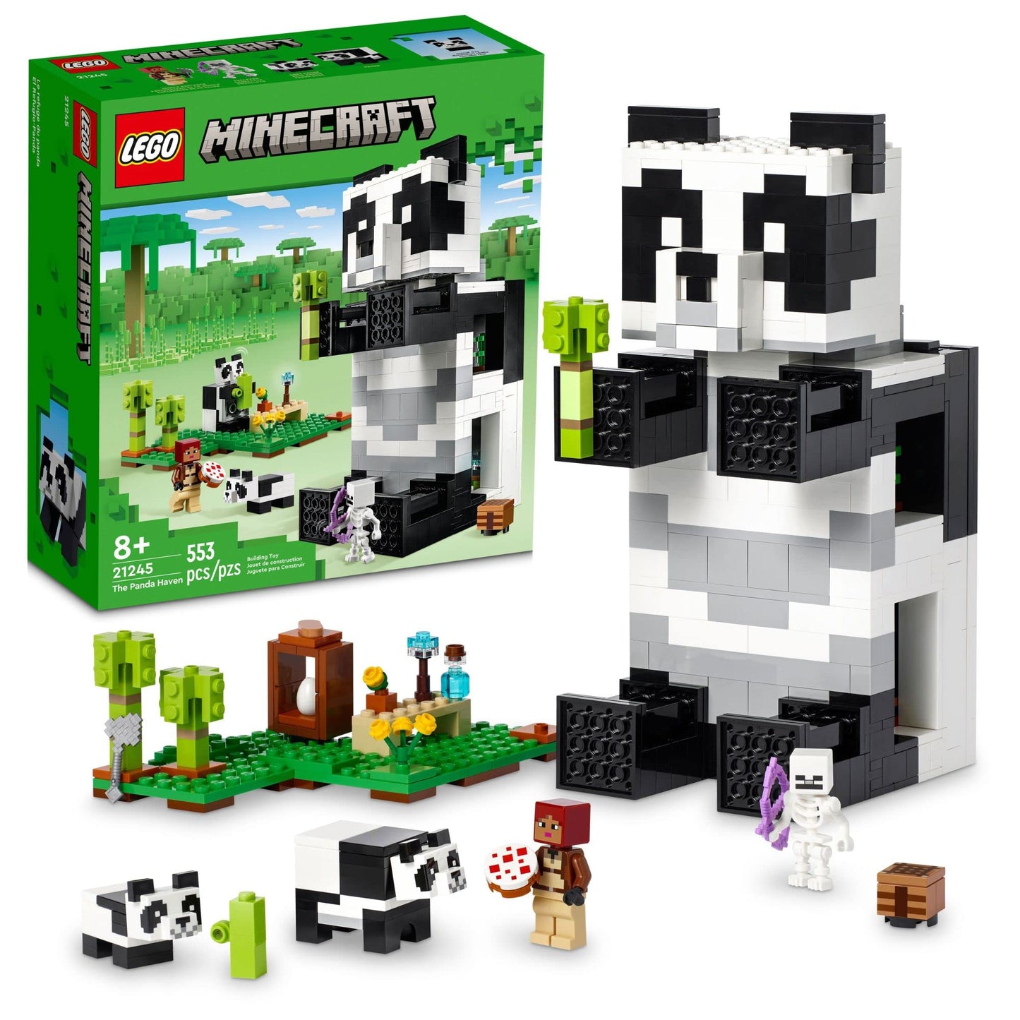LEGO Minecraft The Panda Haven 21245 – Movable Panda House with Baby Pandas (553 Pieces)