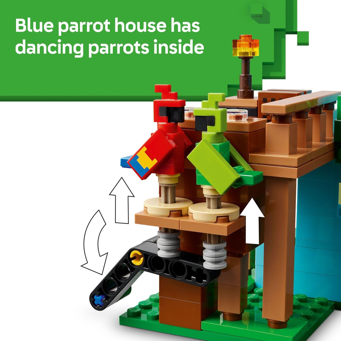 LEGO Minecraft Parrot Houses 21282 – Jungle Biome Building Set with Parrot Mobs and Minifigs