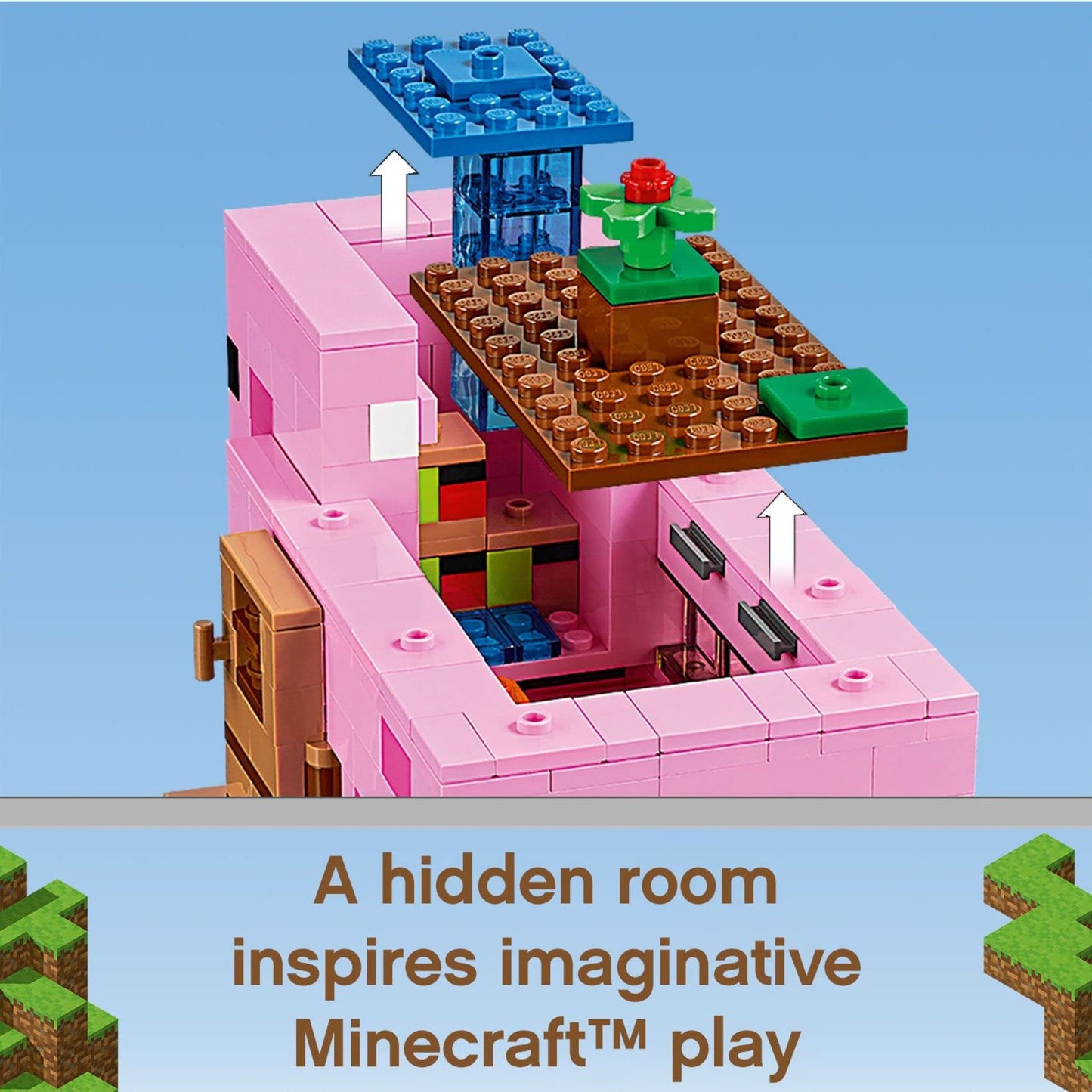 LEGO Minecraft The Pig House 21170 - Alex, Creeper & 2 Pig Figures | Animal Building Toy for Kids 8+