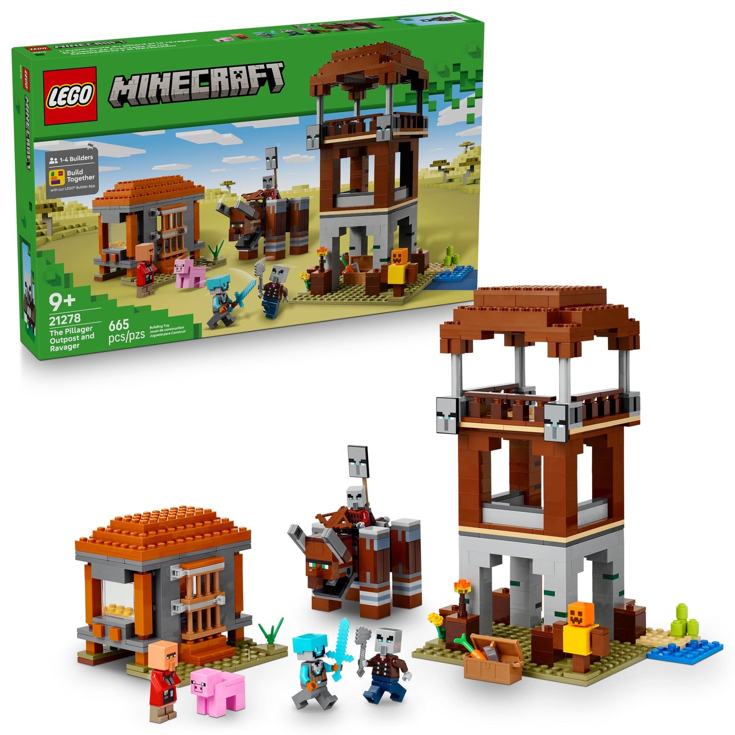 LEGO Minecraft Pillager Outpost & Ravager (21278) – 665-Piece Building Set