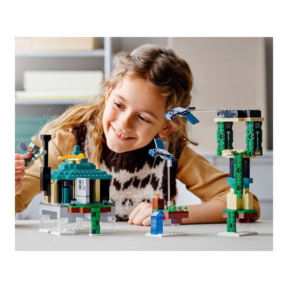 LEGO Minecraft The Sky Tower 21173 – Reconfigurable Floating Islands Playset with Pilot, Phantoms & Cat