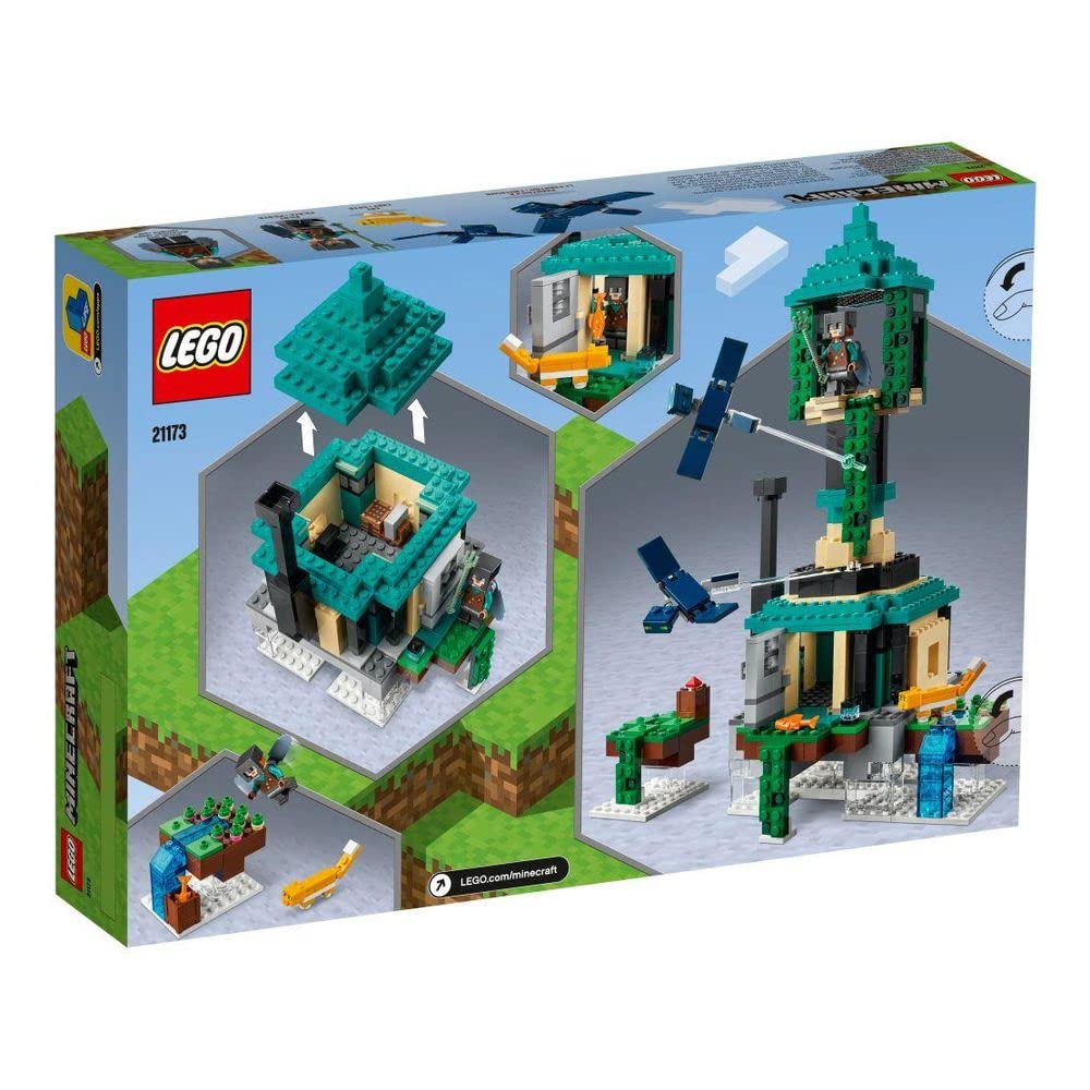 LEGO Minecraft The Sky Tower 21173 – Reconfigurable Floating Islands Playset with Pilot, Phantoms & Cat