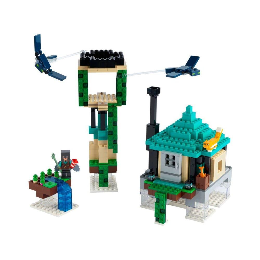LEGO Minecraft The Sky Tower 21173 – Reconfigurable Floating Islands Playset with Pilot, Phantoms & Cat