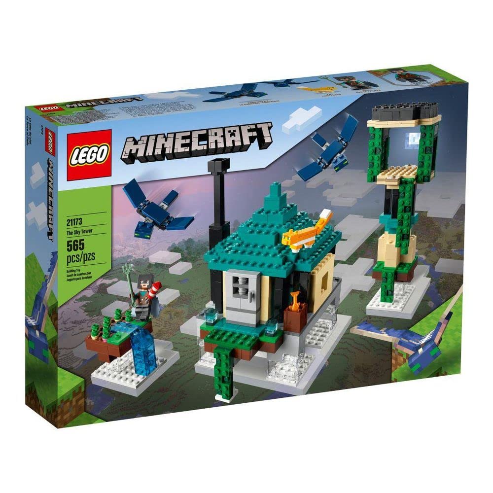 LEGO Minecraft The Sky Tower 21173 – Reconfigurable Floating Islands Playset with Pilot, Phantoms & Cat
