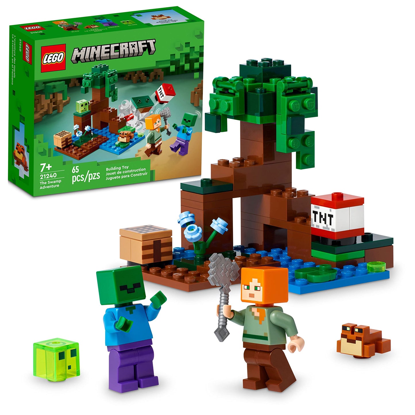 LEGO Minecraft The Swamp Adventure 21240 – Build & Explore with Alex, Zombie & Frog (Ages 7+)