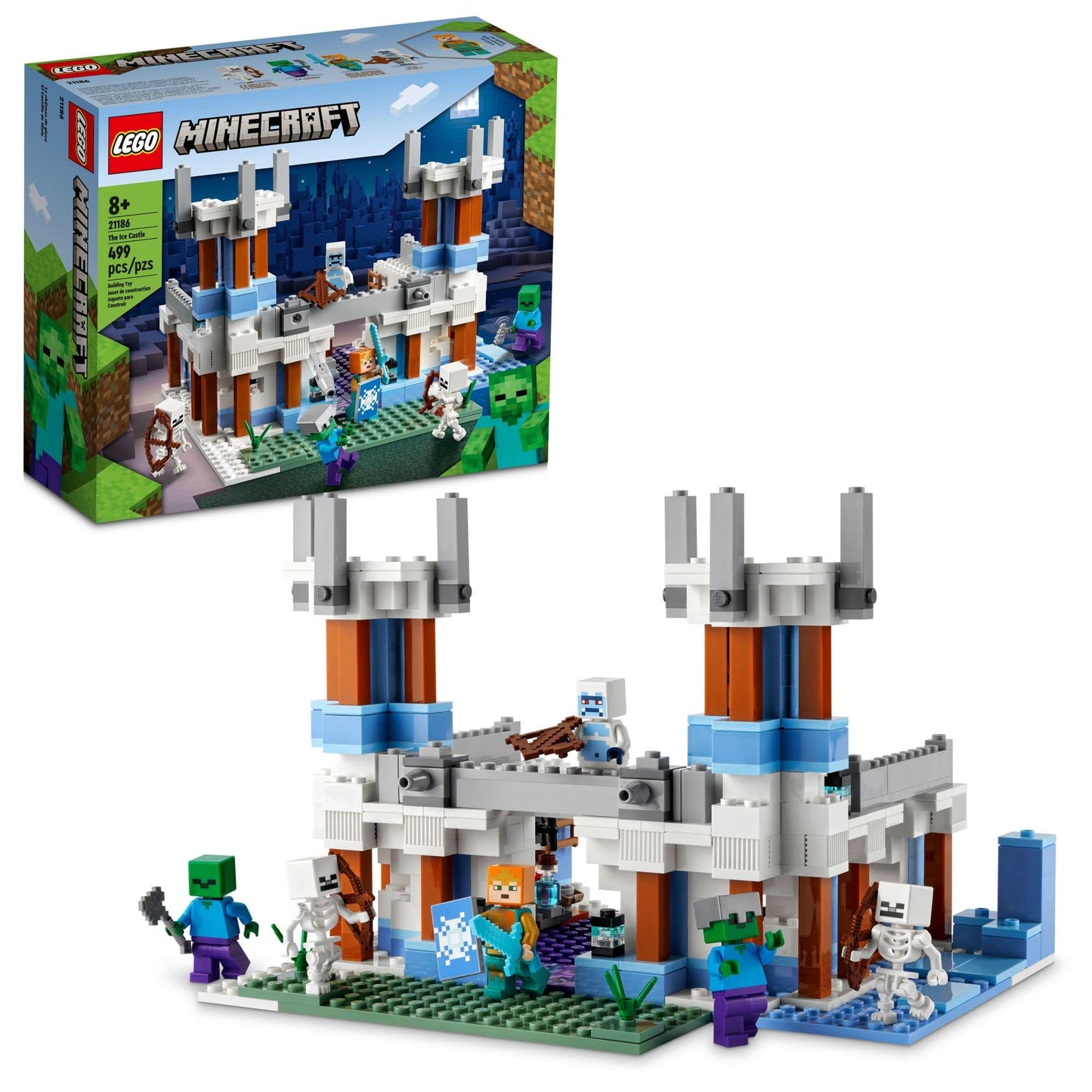 LEGO Minecraft The Ice Castle 21186 – Buildable Toy Set for Kids 8+ (499 Pieces)