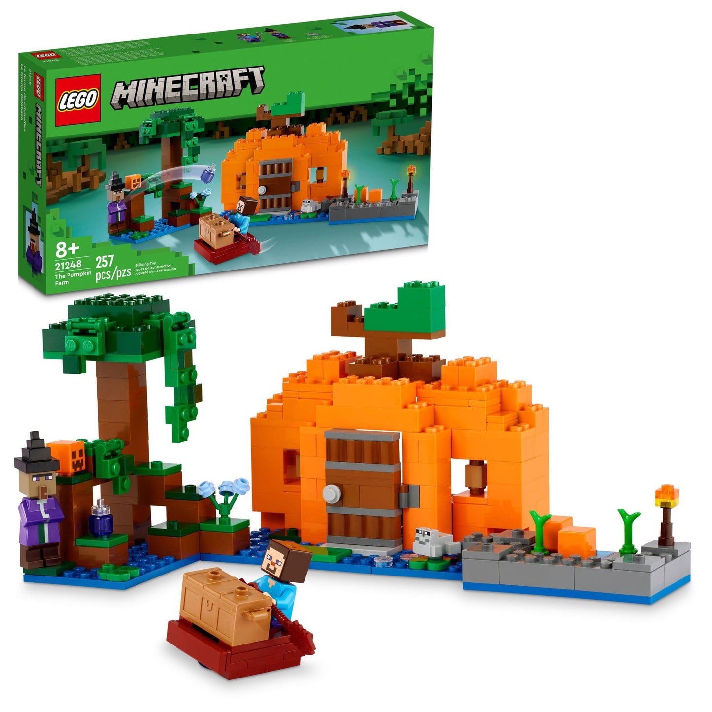 LEGO Minecraft The Pumpkin Farm 21248 – Building Toy for Kids 8+ with Steve & Witch