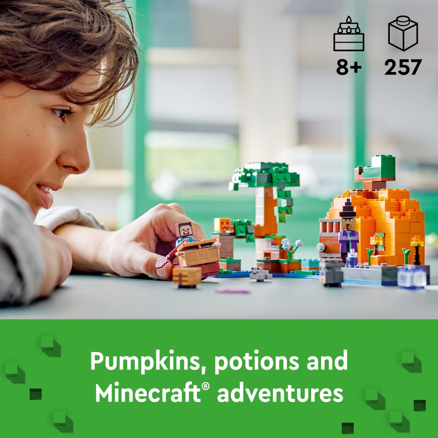 LEGO Minecraft The Pumpkin Farm 21248 – Building Toy for Kids 8+ with Steve & Witch