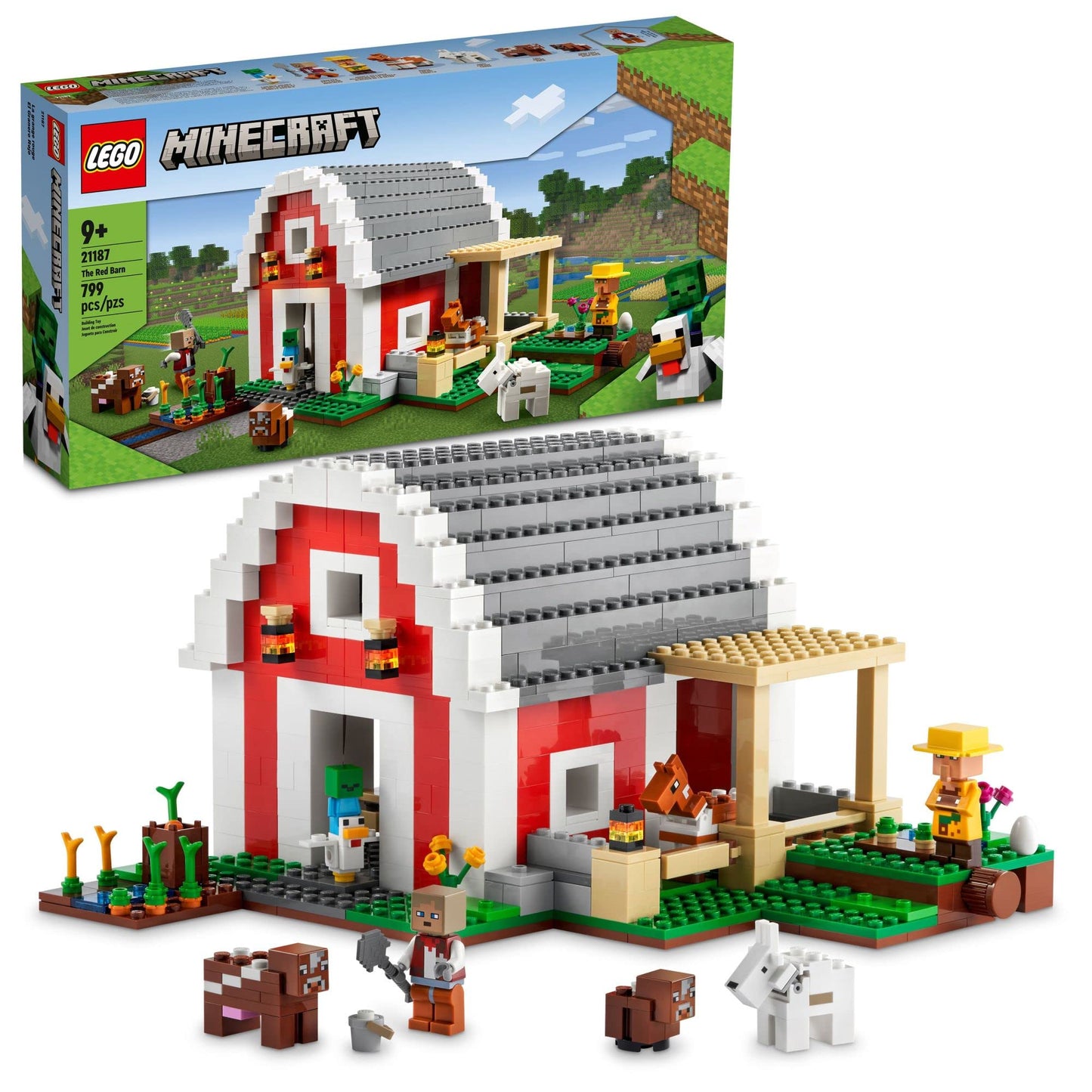 LEGO Minecraft The Red Barn 21187 – 799-Piece Building Toy Set for Kids 9+